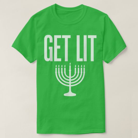 Get Lit（ユダヤ教）メノラー Tシャツ (デザイン正面)