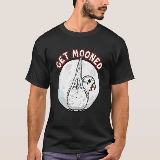 Get Mooned I Parrot Underffies I White Budgie B Tシャツ (正面)