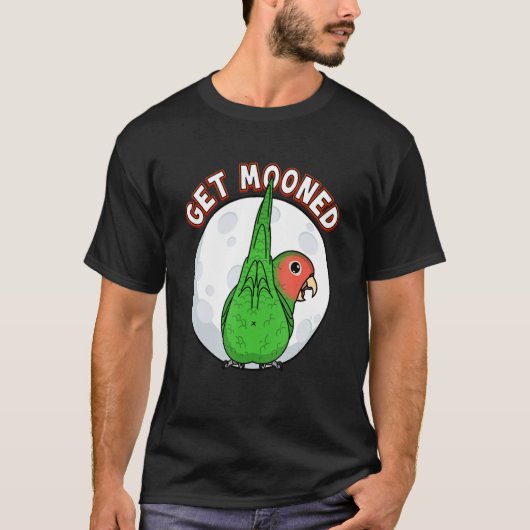 Get Mooned I Parrot Underfluffies Rosy-faced Green Tシャツ (正面)