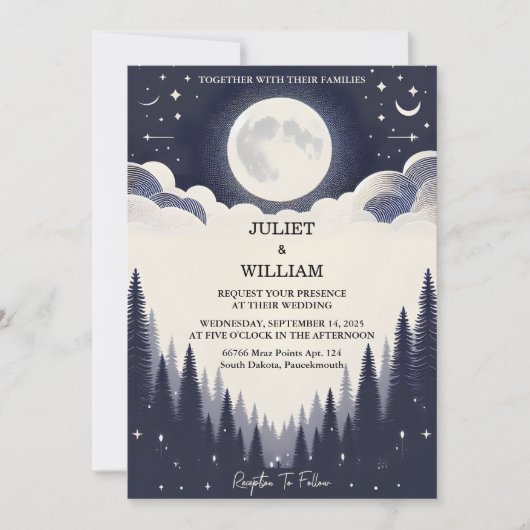 Get Night Sunset Stars Moon Cloud Twilight 結婚's 招待状 (正面)