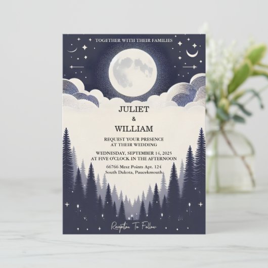 Get Night Sunset Stars Moon Cloud Twilight 結婚's 招待状 (スタンド正面)