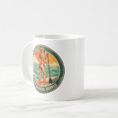 Get On Board SUP Pinup Paddleboard Retro Surf Shop コーヒーマグカップ (正面左)