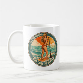 Get On Board SUP Pinup Paddleboard Retro Surf Shop コーヒーマグカップ