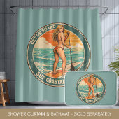 Get On Board SUP Pinup Paddleboard Retro Surf Shop バスマット