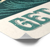 Get On Board Surfer Dog Retro Art -Bulldog Surfing ポスター (角)