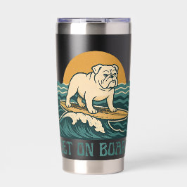 Get On Board Surfer Dog Retro Art -Bulldog Surfing 保温保冷タンブラー