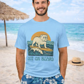 Get On Board Surfer Dog Retro Art -Bulldog Surfing Tシャツ