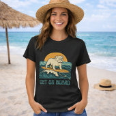 Get On Board Surfer Dog Retro Bulldog Surf Graphic Tシャツ