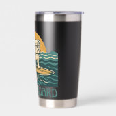 Get On Board Surfer Dog | Retro Bulldog Surfing 保温保冷タンブラー (左面)