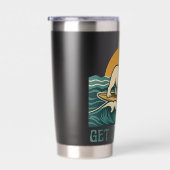 Get On Board Surfer Dog | Retro Bulldog Surfing 保温保冷タンブラー (右面)