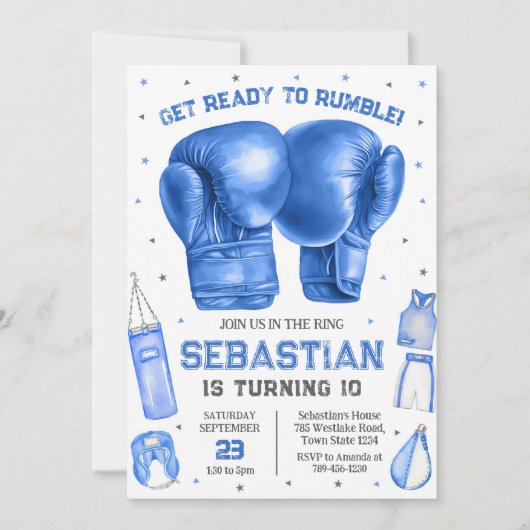 Get Ready To Rumble Boxing Birthday Invitation 招待状 (正面)
