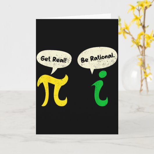 Get Real Be Rational Funny Pi Math Teacher Geek Pi カード (黄色い花)