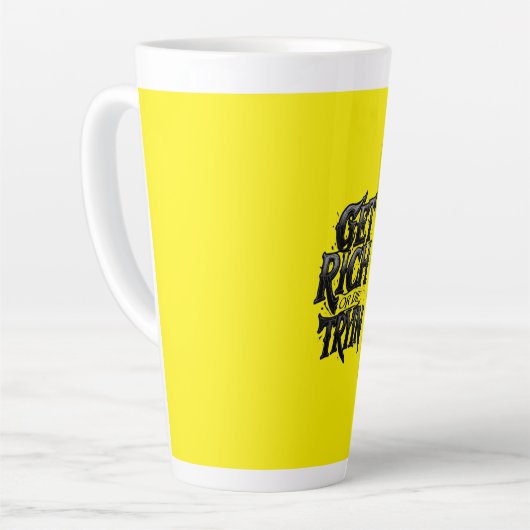 Get Rich or Die Tryin — Chrome Typography Motivati カフェラテマグ (左アングル)