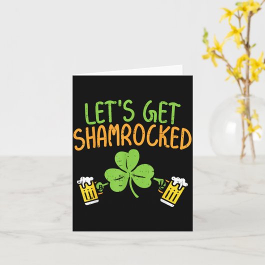 Get Shamrocked Funny St Patricks Day Irish Beer Dr カード (黄色い花)