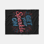 Get Sparkle On Cool 4th of July Independence Day フリースブランケット (正面(横))