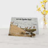 Get Together Meeting Goose Geeseおもしろいアートカード カード (黄色い花)