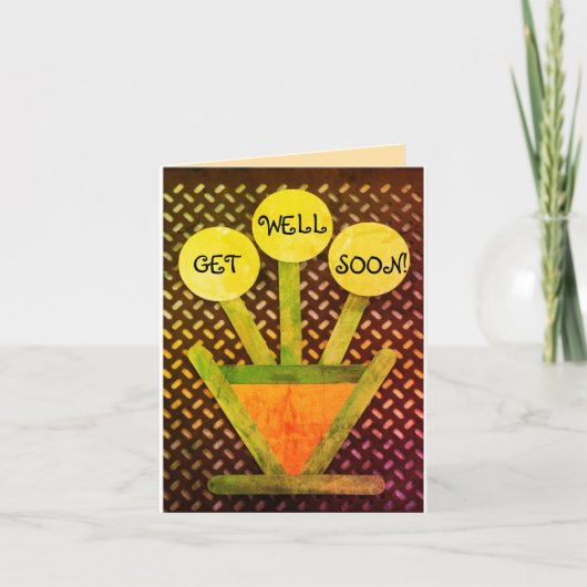 GET WELLフラワーポット&フラワーイエロー カード (正面)