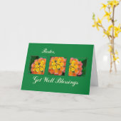 Get Well恵みPastor, Flowers on Green カード (黄色い花)