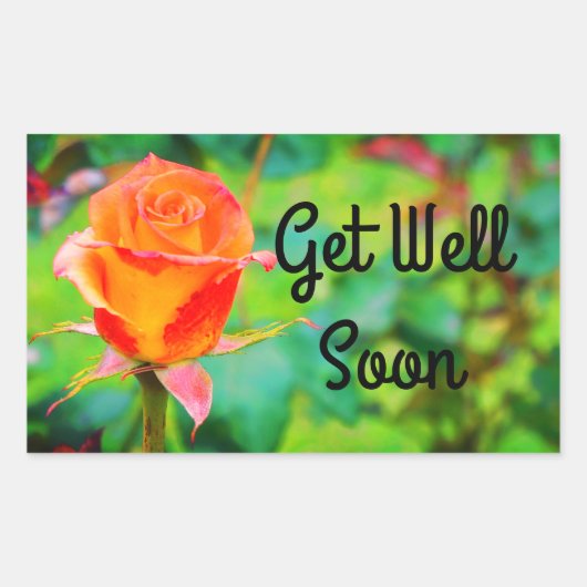 Get Well カリブの Soonバラ#1-2スタンプ 長方形シール (正面)