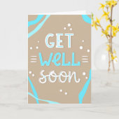 Get Well モダン Soon Blue and Tanタイポグラフィ カード (黄色い花)