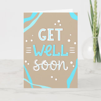 Get Well モダン Soon Blue and Tanタイポグラフィ カード