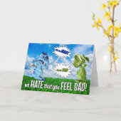 Get Well 子供へ不機嫌とSad Dragons カード (黄色い花)