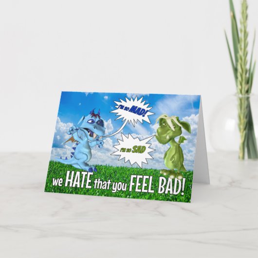 Get Well 子供へ不機嫌とSad Dragons カード (正面)