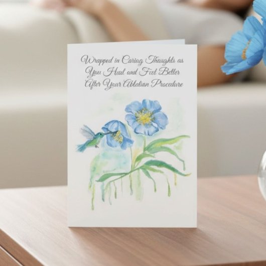 Get Well Ablation Procedure Poppy, Hummingbird カード