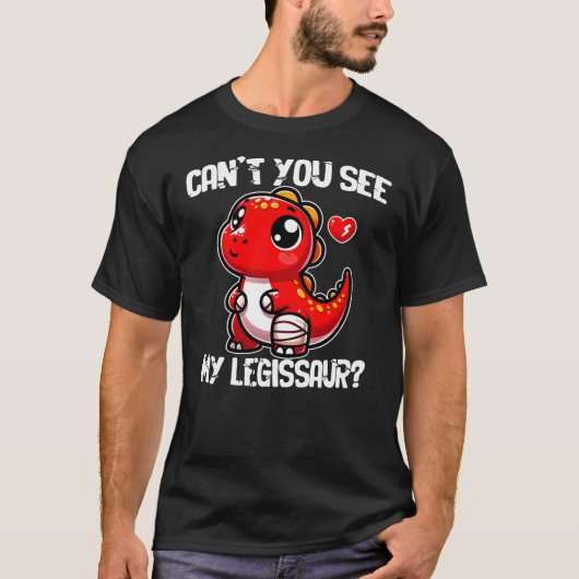 Get Well Broken Leg Dinosaur with Cast My Legissau Tシャツ (正面)