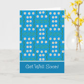 Get Well Card:デイジーのパターンターコイズ カード (黄色い花)