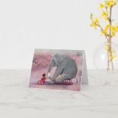 Get Well Card – 女の子の与え象への応急処置 カード (黄色い花)