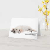 Get well card Golden retriever puppy カード (黄色い花)