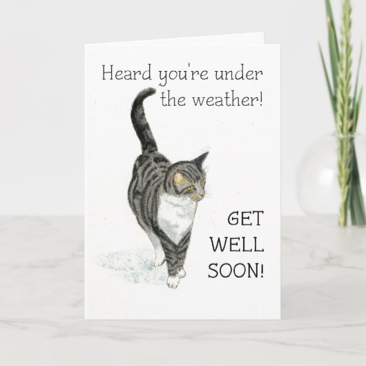 Get Well Card - Gray Tabby Cat カード (正面)