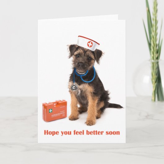 Get well card of Dog with nurse outfit カード (正面)