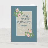 Get Well Card to Personalize, Pink Dogroses, Blue カード (正面)