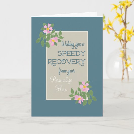Get Well Card to Personalize, Pink Dogroses, Blue カード (黄色い花)