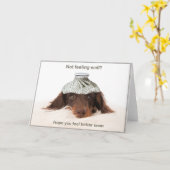 Get well card with a dachshund hound dog カード (黄色い花)
