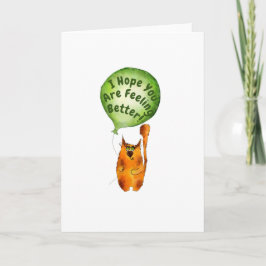 Get Well Card with Cat and Balloon カード