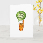 Get Well Card with Cat and Balloon カード (黄色い花)