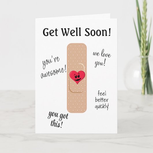 Get Well Card with Cute Bandaid カード (正面)