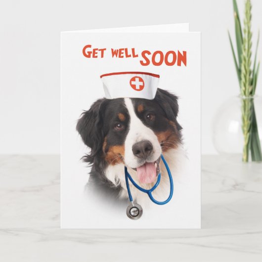 Get well card with dog with a nurse outfit カード (正面)