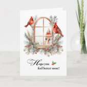 Get Well Cardinal Birds in Winter Window カード (正面)