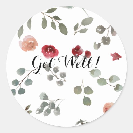 Get Well Classic Round Sticker ラウンドシール (正面)