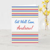 Get Well + Ice Hockey Arena Rink-インスパイアストライプ カード (黄色い花)