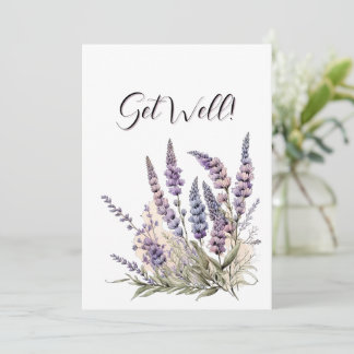 Get Well Lavender Flowers Watercolor Art 招待状