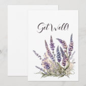 Get Well Lavender Flowers Watercolor Art 招待状 (正面/裏面)
