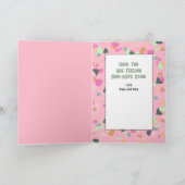 Get Well Little Girl PInk Dinosaur Cartoon Cute  カード (内部)