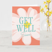 Get Well Soonカードとデイジー花スケッチ カード (黄色い花)
