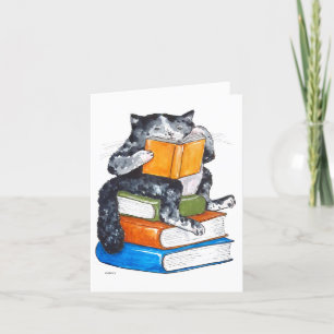 Get Well Soonカード – cat with books シーズンカード