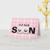 Get Well Soonトイレ紙転がピンクプレイド カード (黄色い花)